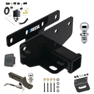 Ultimate Tow Package For 18-27 Jeep Wrangler JL All Models Trailer Hitch w/ Wiring 2" Drop Mount Dual 2" and 1-7/8" Ball Lock Bracket Cover 2" Receiver Reese
