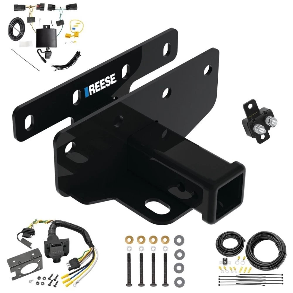 Custom Fit Trailer Hitch Wiring Harness (Plug & Play) Trailer Connector Adapter Brake Control Wiring Kit Circuit Breaker Installation Hardware Installation Instructions 84382 85343 20506 7012a 118786 Reese Trailer Hitch 7-Way RV Wiring 18-23 Jeep Wran Trailer Hitch w/ 7-Way RV Wiring For 18-24 Jeep Wrangler JL (New Body Style) Class 3 2" Receiver Reese