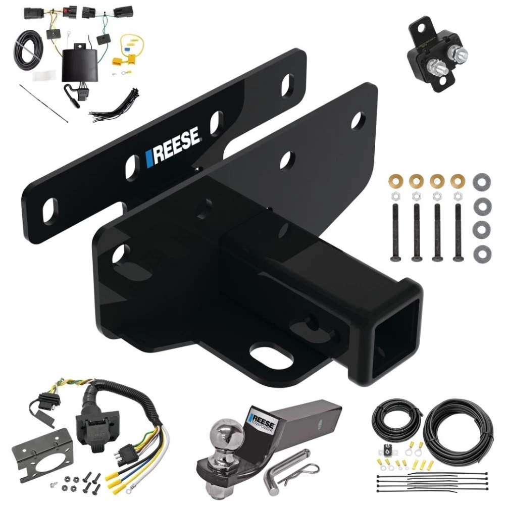 Custom Fit Trailer Hitch Wiring Harness (Plug & Play) 2" Drop Ball-Mount w/ Pin/Clip 2" Chrome Ball Trailer Connector Adapter Brake Control Wiring Kit Circuit Breaker Installation Hardware Installation Instructions 84382 85343 20506 7012a 11 Trailer Hitch Tow Package w/ 7-Way RV Wiring For 18-24 Jeep Wrangler JL (New Body Style) w/ 2" Drop Mount 2" Ball Class 3 2" Receiver Reese