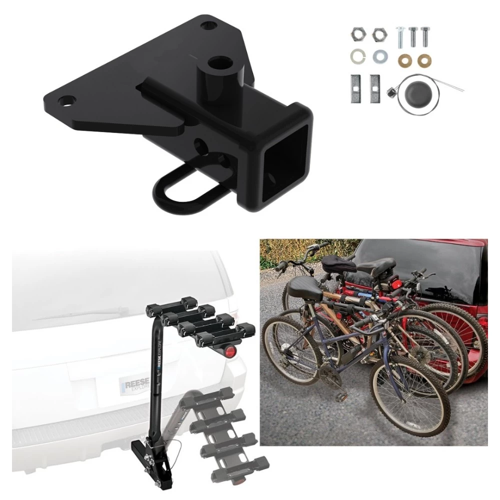 Trailer Hitch w/ 4 Bike Rack For 20-27 Jeep Gladiator Approved for Recreational & Offroad Use Carrier for Adult Woman or Child Bicycles Foldable