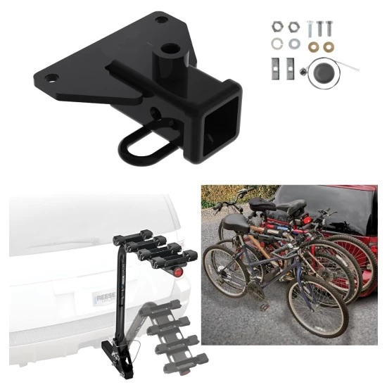 Trailer Hitch w/ 4 Bike Rack For 20-27 Jeep Gladiator Approved for Recreational & Offroad Use Carrier for Adult Woman or Child Bicycles Foldable