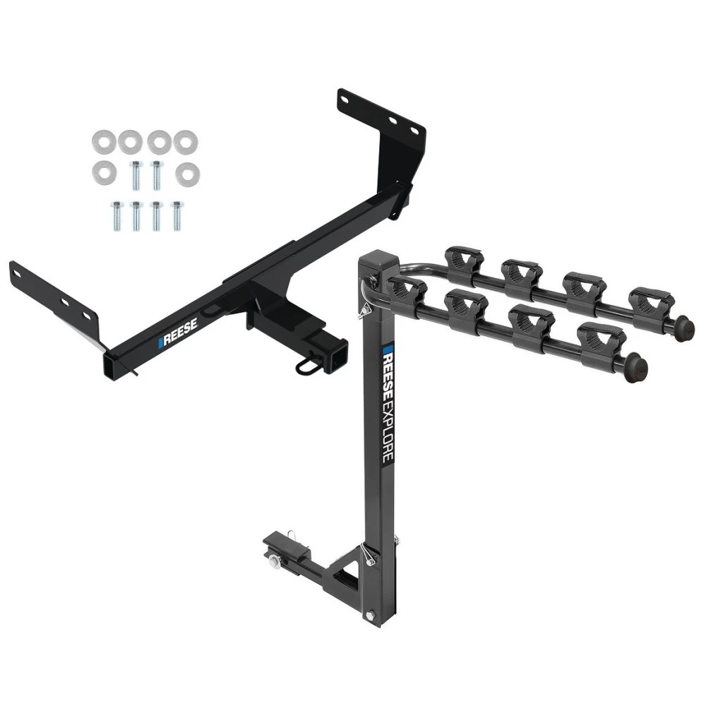 Reese Trailer Tow Hitch For 21-24 Nissan Rogue 2" Receiver Class 3 Tilt Away Adult or Child Arms Fold Down 4 Bike Carrier