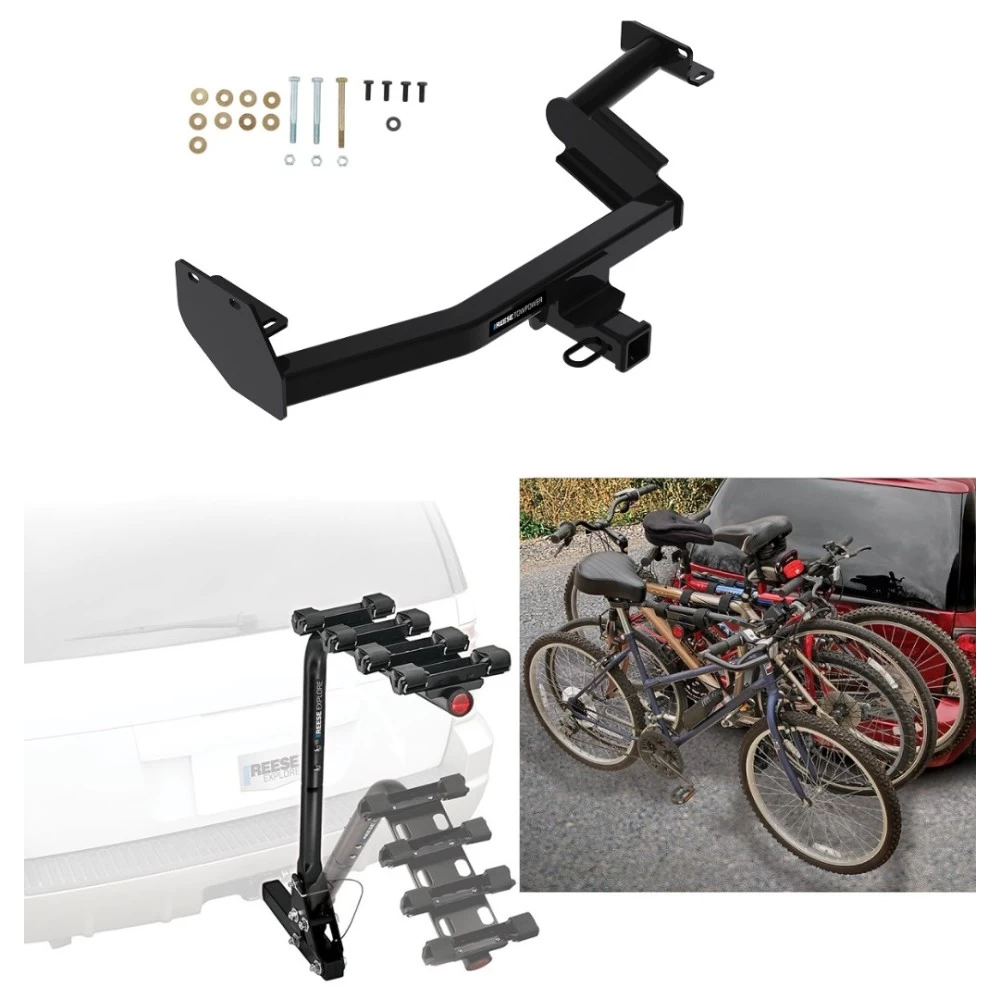Trailer Hitch w/ 4 Bike Rack For 20-25 Hyundai Palisade KIA Telluride Approved for Recreational & Offroad Use Carrier for Adult Woman or Child Bicycles Foldable
