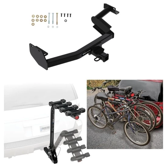Trailer Hitch w/ 4 Bike Rack For 20-25 Hyundai Palisade KIA Telluride Approved for Recreational & Offroad Use Carrier for Adult Woman or Child Bicycles Foldable
