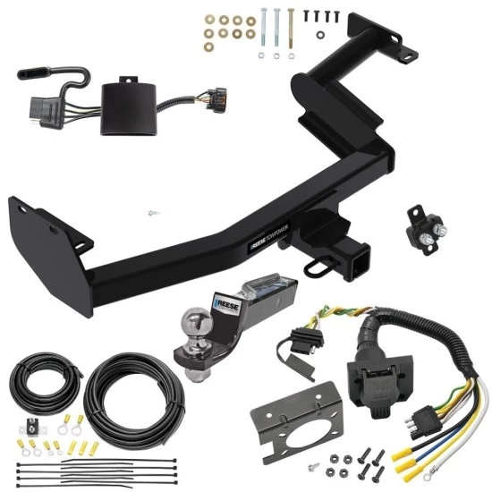 Trailer Hitch Tow Package w/ 7-Way RV Wiring For 20-22 Hyundai Palisade KIA Telluride w/ 2" Drop Mount 2" Ball Class 3 2" Receiver Reese