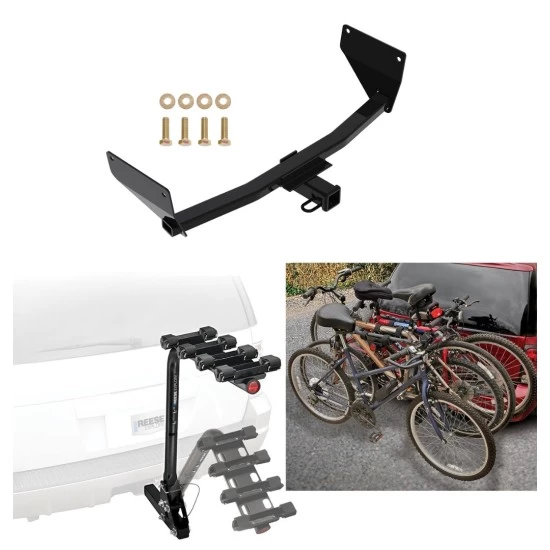 Trailer Hitch w/ 4 Bike Rack For 21-24 Toyota Venza Approved for Recreational & Offroad Use Carrier for Adult Woman or Child Bicycles Foldable