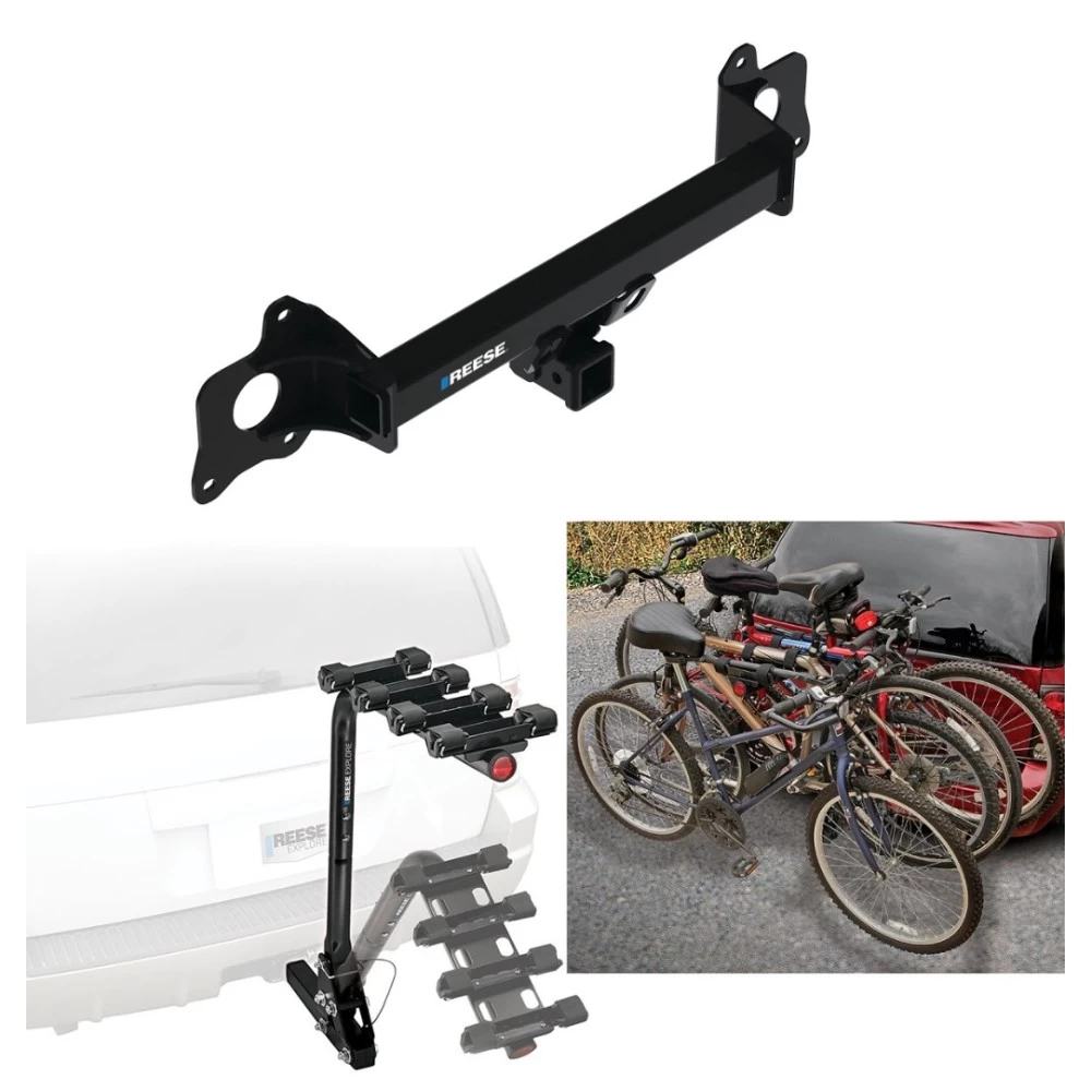 Trailer Hitch w/ 4 Bike Rack For 20-23 Tesla Y Approved for Recreational & Offroad Use Carrier for Adult Woman or Child Bicycles Foldable