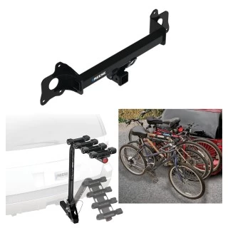 Trailer Hitch w/ 4 Bike Rack For 20-23 Tesla Y Approved for Recreational & Offroad Use Carrier for Adult Woman or Child Bicycles Foldable
