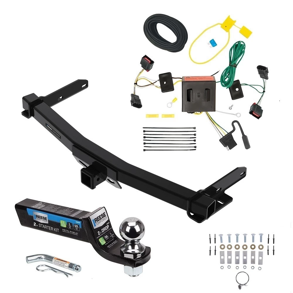 Class 4 7.5K Tow Package For 11-13 Dodge Durango All Models Trailer Hitch w/ Wiring 2" Drop Mount 2" Ball 2" Receiver Reese