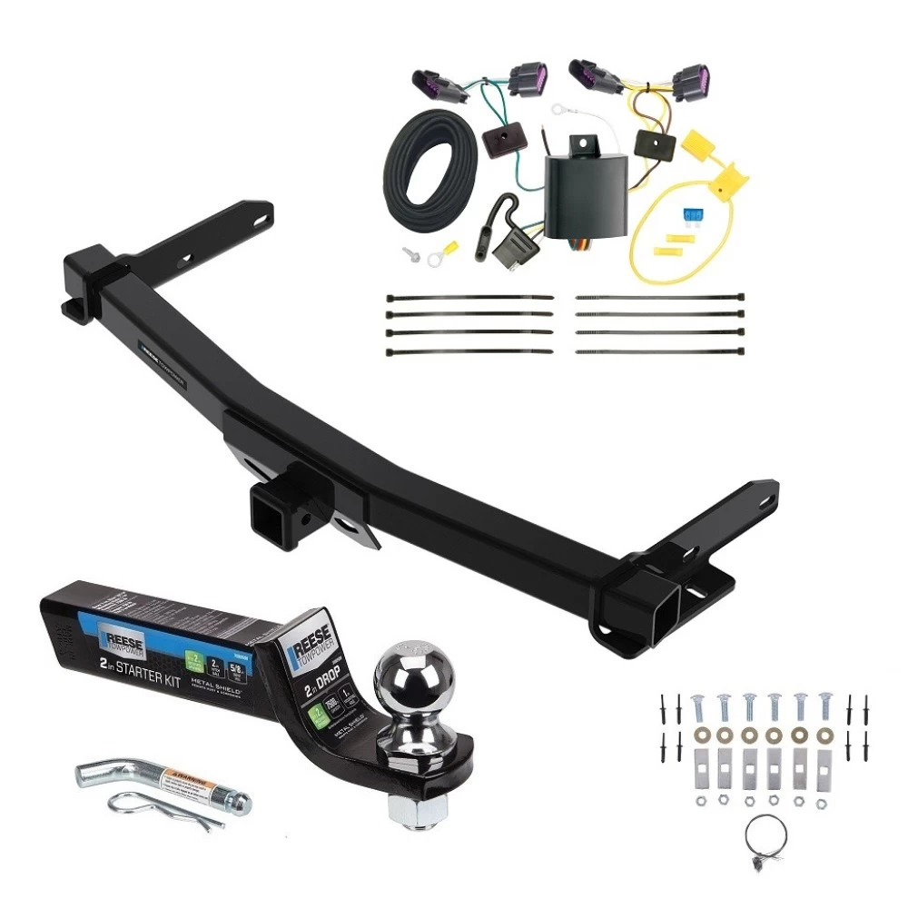 Class 4 7.5K Tow Package For 14-23 Dodge Durango Trailer Hitch w/ Wiring 2" Drop Mount 2" Ball 2" Receiver Reese