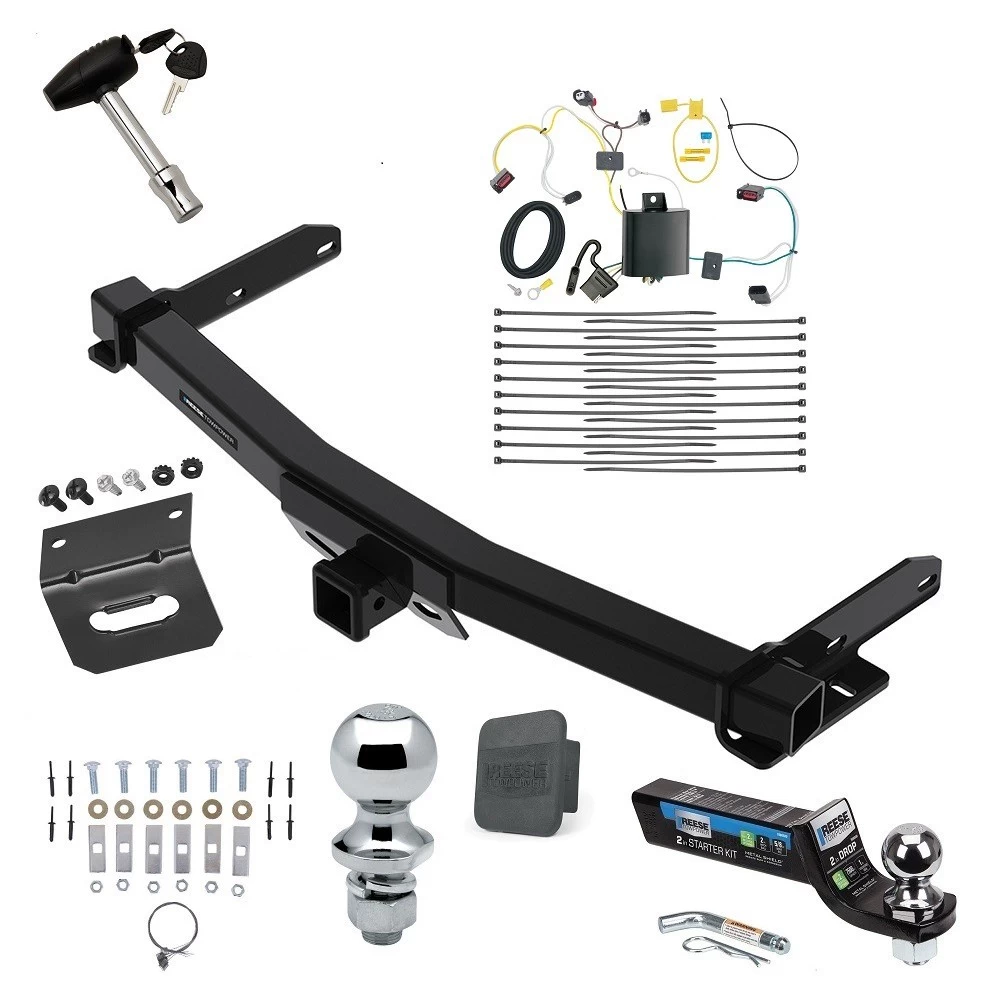 Ultimate Tow Package For 14-21 Jeep Grand Cherokee 2022 WK Old Body Style Trailer Hitch w/ Wiring 2" Drop Mount Dual 2" and 1-7/8" Ball Lock Bracket Cover 2" Receiver Reese