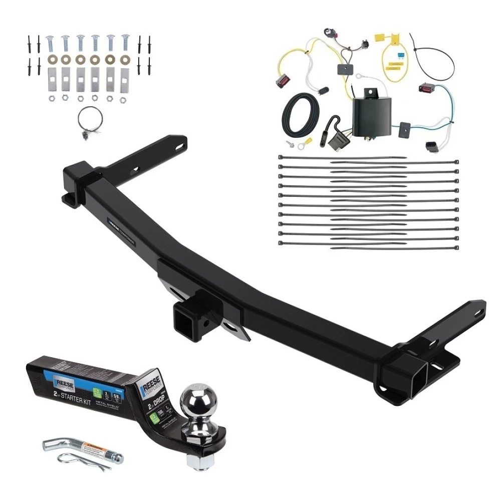 Custom Fit Trailer Hitch Wiring Harness (Plug & Play) 2" Drop Ball-Mount w/ Pin/Clip 2" Chrome Ball Installation Hardware Installation Instructions 84432 118727 7080500 Reese Tow Package 14-21 Jeep Grand Cherokee 2022 WK Old Body Style Trai Tow Package For 14-21 Jeep Grand Cherokee 2022 WK Old Body Style Trailer Hitch w/ Wiring 2" Drop Mount 2" Ball 2" Receiver Reese