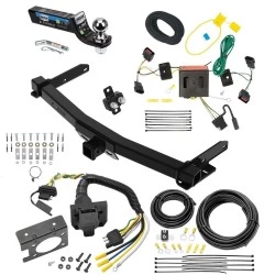 Class 4 7.5K Trailer Hitch Tow Package w/ 7-Way RV Wiring For 11-13 Dodge Durango All Models w/ 2" Drop Mount 2" Ball 2" Receiver Reese