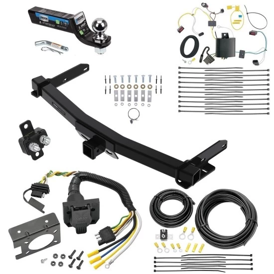 Trailer Hitch Tow Package w/ 7-Way RV Wiring For 14-21 Jeep Grand Cherokee 2022 WK Old Body Style w/ 2" Drop Mount 2" Ball Class 4 2" Receiver Reese