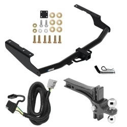 For 2018-2019 Lexus RX350L Trailer Hitch Tow PKG w/ 4-Flat Wiring + Dual Adjustable Drop Rise Ball Ball Mount 2" & 2-5/16" Trailer Balls + Pin/Clip (For Prepped w/Factory Tow Plug (See Instructions Prior to Installation) Models) By Reese