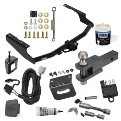 For 18-19 Lexus RX350L Trailer Hitch Tow PKG w/ 4-Flat Wiring + Clevis Hitch Ball Mount w/ 2" Ball + Bracket+Cover+Dual Hitch & Coupler Locks +Wiring Tester + Ball Lube + Electric Grease +Ball Wrench + Anti Rattle Device By Reese