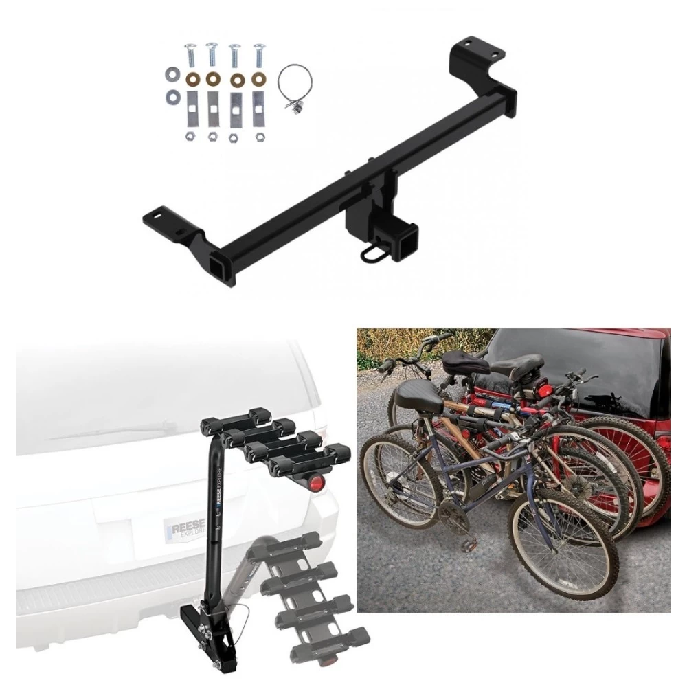 Trailer Hitch w/ 4 Bike Rack For 20-23 Ford Escape 21-23 Lincoln Corsair Except Plug-In-Hybrid Approved for Recreational & Offroad Use Carrier for Adult Woman or Child Bicycles Foldable
