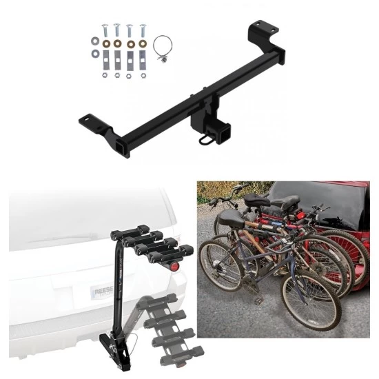 Trailer Hitch w/ 4 Bike Rack For 20-23 Ford Escape 21-23 Lincoln Corsair Except Plug-In-Hybrid Approved for Recreational & Offroad Use Carrier for Adult Woman or Child Bicycles Foldable