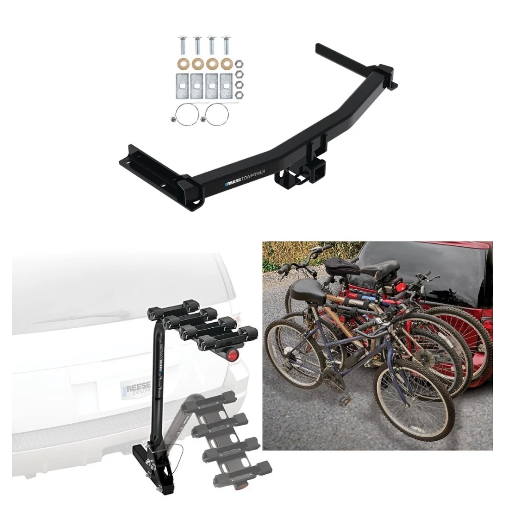 Trailer Hitch w/ 4 Bike Rack For 20-26 Cadillac XT6 Approved for Recreational & Offroad Use Carrier for Adult Woman or Child Bicycles Foldable