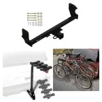Trailer Hitch w/ 4 Bike Rack For 22-27 Mitsubishi Eclipse Cross Approved for Recreational & Offroad Use Carrier for Adult Woman or Child Bicycles Foldable