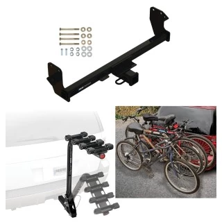 Trailer Hitch w/ 4 Bike Rack For 22-27 Mitsubishi Eclipse Cross Approved for Recreational & Offroad Use Carrier for Adult Woman or Child Bicycles Foldable