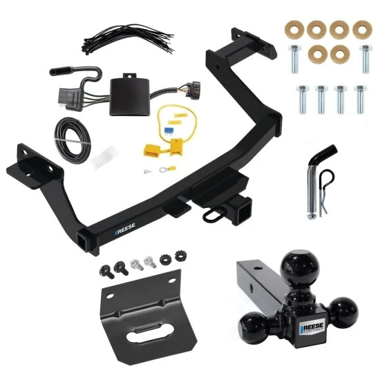 For 2022-2024 Hyundai Santa Cruz Trailer Hitch Tow PKG w/ 4-Flat Wiring Harness + Triple Ball Ball Mount 1-7/8" & 2" & 2-5/16" Trailer Balls + Pin/Clip + Wiring Bracket By Reese Towpower