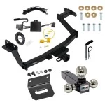 For 2022-2024 Hyundai Santa Cruz Trailer Hitch Tow PKG w/ 4-Flat Wiring Harness + Triple Ball Ball Mount 1-7/8" & 2" & 2-5/16" Trailer Balls + Pin/Clip + Wiring Bracket By Reese Towpower