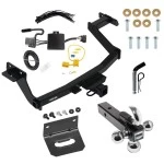 For 2022-2024 Hyundai Santa Cruz Trailer Hitch Tow PKG w/ 4-Flat Wiring Harness + Triple Ball Ball Mount 1-7/8" & 2" & 2-5/16" Trailer Balls w/ Tow Hook + Pin/Clip + Wiring Bracket By Reese Towpower