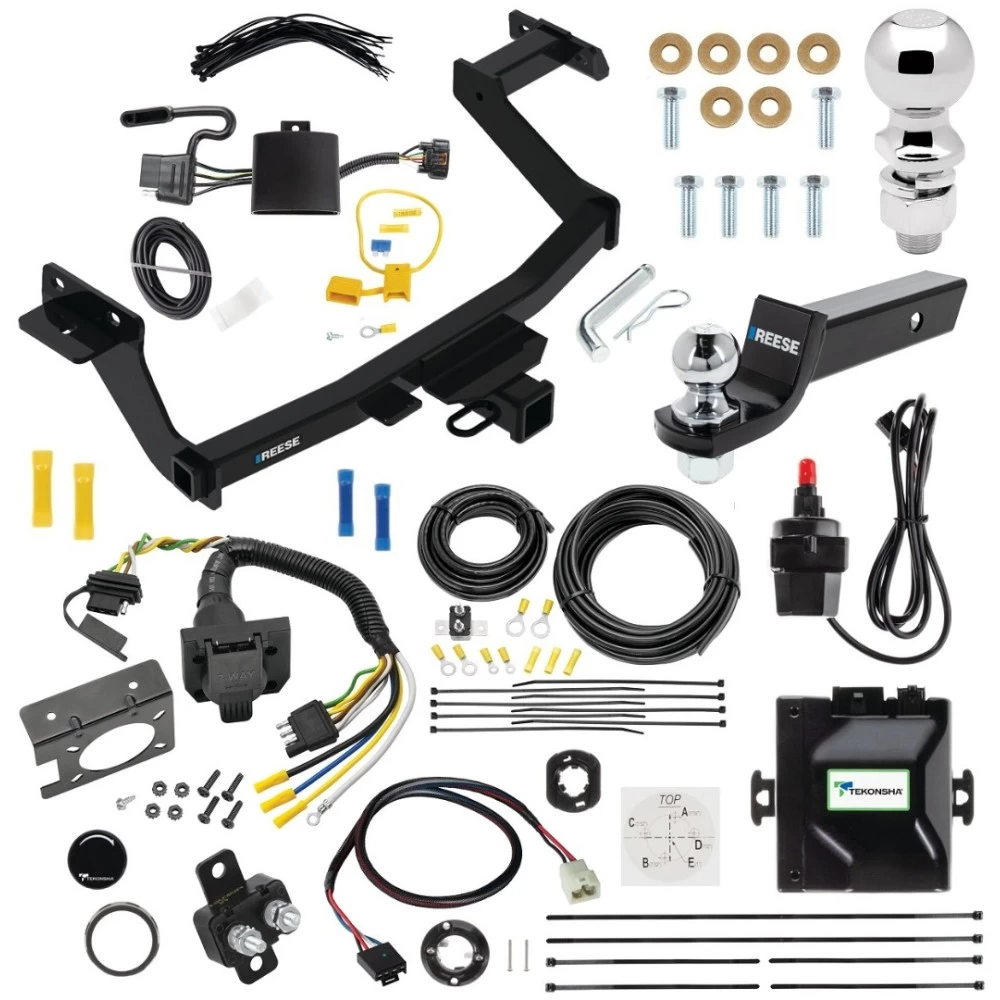 For 2022-2024 Hyundai Santa Cruz Trailer Hitch Tow PKG w/ Tekonsha Prodigy iD Bluetooth Wireless Brake Control + Plug & Play BC Adapter + 7-Way RV Wiring + 2" & 2-5/16" Ball & Drop Mount By Reese Towpower