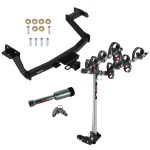 For 2022-2024 Hyundai Santa Cruz Trailer Hitch Tow PKG w/ 4 Bike Carrier Rack + Hitch Lock By Reese Towpower