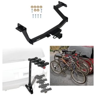 Trailer Hitch w/ 4 Bike Rack For 22-27 Hyundai Santa Cruz Approved for Recreational & Offroad Use Carrier for Adult Woman or Child Bicycles Foldable