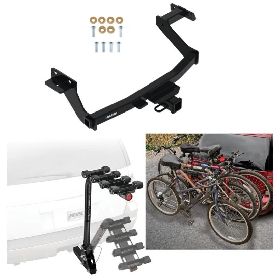 Trailer Hitch w/ 4 Bike Rack For 22-27 Hyundai Santa Cruz Approved for Recreational & Offroad Use Carrier for Adult Woman or Child Bicycles Foldable