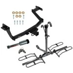 For 2022-2024 Hyundai Santa Cruz Trailer Hitch Tow PKG w/ 2 Bike Plaform Style Carrier Rack + Hitch Lock By Reese Towpower