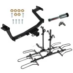 For 2022-2024 Hyundai Santa Cruz Trailer Hitch Tow PKG w/ 4 Bike Plaform Style Carrier Rack + Hitch Lock By Reese Towpower
