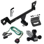 For 2021-2023 Chevrolet Trailblazer Trailer Hitch Tow PKG w/ 4-Flat Wiring Harness + Triple Ball Ball Mount 1-7/8" & 2" & 2-5/16" Trailer Balls + Pin/Clip + Wiring Bracket (For w/Active Towplug Models) By Reese Towpower