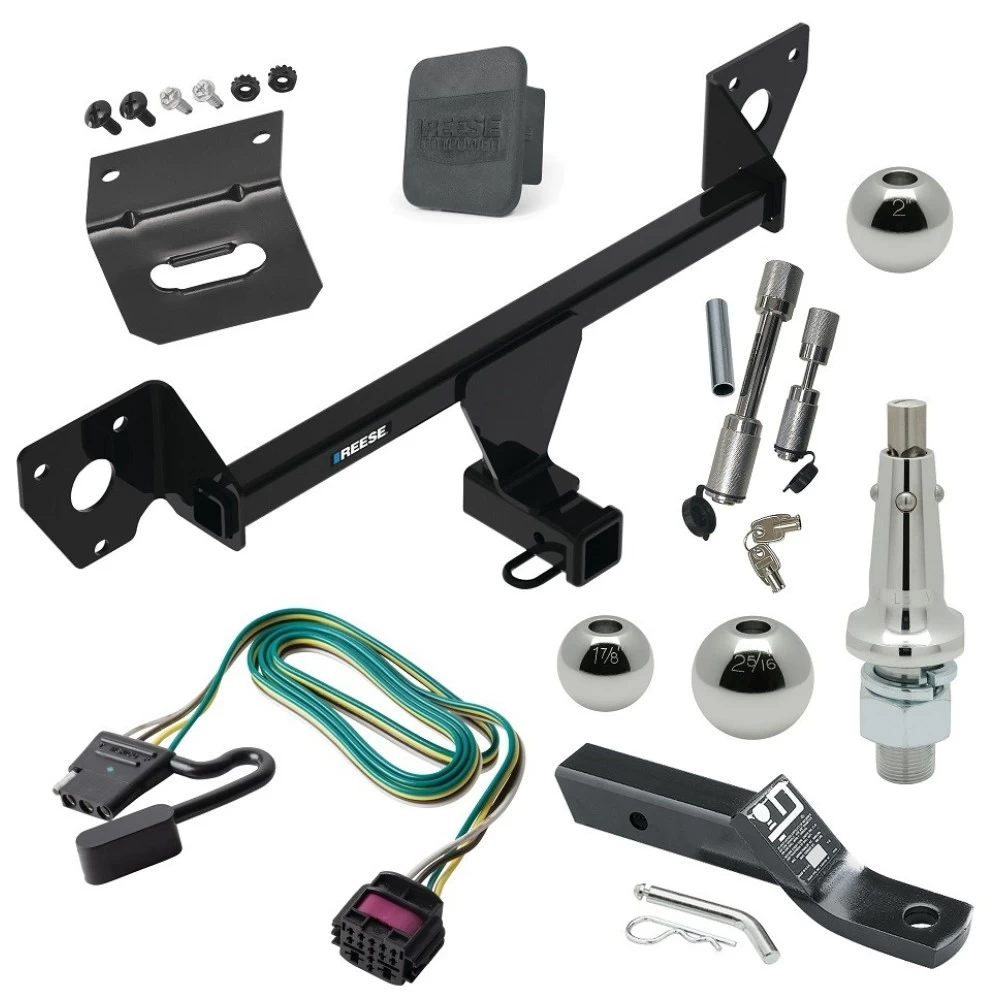 For 2021-2023 Chevrolet Trailblazer Trailer Hitch Tow PKG w/ 4-Flat Wiring + Ball Mount w/ 2" Drop + Interchangeable Ball 1-7/8" & 2" & 2-5/16" + Wiring Bracket + Dual Hitch & Coupler Locks + Hitch Cover (For w/Active Towpl