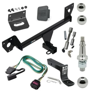 For 2021-2023 Chevrolet Trailblazer Trailer Hitch Tow PKG w/ 4-Flat Wiring + Ball Mount w/ 4" Drop + Interchangeable Ball 1-7/8" & 2" & 2-5/16" + Wiring Bracket + Dual Hitch & Coupler Locks + Hitch Cover (For w/Active Towpl