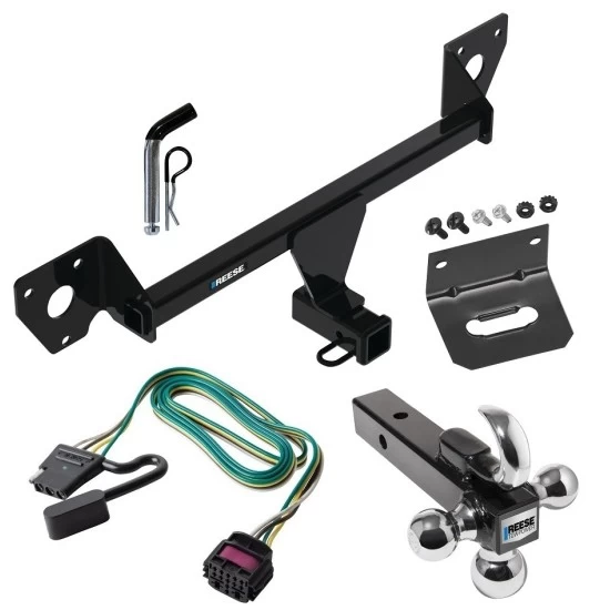 For 2020-2023 Buick Encore GX Trailer Hitch Tow PKG w/ 4-Flat Wiring Harness + Triple Ball Ball Mount 1-7/8" & 2" & 2-5/16" Trailer Balls w/ Tow Hook + Pin/Clip + Wiring Bracket (For Essence w/Active Towplug Models) By Reese Towpowe