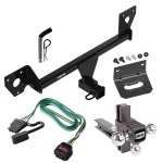 For 2020-2023 Buick Encore GX Trailer Hitch Tow PKG w/ 4-Flat Wiring Harness + Adjustable Drop Rise Triple Ball Ball Mount 1-7/8" & 2" & 2-5/16" Trailer Balls + Pin/Clip + Wiring Bracket (For Essence w/Active Towplug Models) By Rees