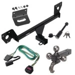 For 2021-2023 Chevrolet Trailblazer Trailer Hitch Tow PKG w/ 4-Flat Wiring + Triple Ball Tactical Ball Mount 1-7/8" & 2" & 2-5/16" Balls w/ Tow Hook + Tactical Dogbone Lock + Wiring Bracket (For w/Active Towplug Models) By Reese Tow