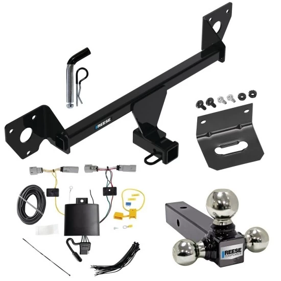 For 2021-2023 Chevrolet Trailblazer Trailer Hitch Tow PKG w/ 4-Flat Wiring Harness + Triple Ball Ball Mount 1-7/8" & 2" & 2-5/16" Trailer Balls + Pin/Clip + Wiring Bracket (Excludes: w/LED Taillights Models) By Reese Towpower