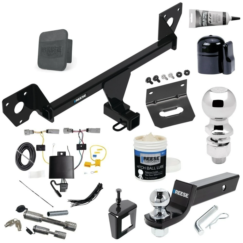For 2021-2023 Chevrolet Trailblazer Trailer Hitch Tow PKG w/ 4-Flat Wiring + Starter Kit Ball Mount w/ 2" Drop & 2" Ball + 2-5/16" Ball + Wiring Bracket + Dual Hitch & Coupler Locks + Hitch Cover + Wiring Tester + Ball Lube +Electri