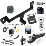 For 2021-2023 Chevrolet Trailblazer Trailer Hitch Tow PKG w/ 4-Flat Wiring + Starter Kit Ball Mount w/ 2" Drop & 2" Ball + 2-5/16" Ball + Wiring Bracket + Dual Hitch & Coupler Locks + Hitch Cover + Wiring Tester + Ball Lube +Electri