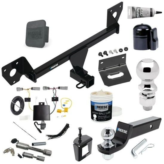 For 2021-2023 Chevrolet Trailblazer Trailer Hitch Tow PKG w/ 4-Flat Wiring + Starter Kit Ball Mount w/ 2" Drop & 2" Ball + 2-5/16" Ball + Wiring Bracket + Dual Hitch & Coupler Locks + Hitch Cover + Wiring Tester + Ball Lube +Electri