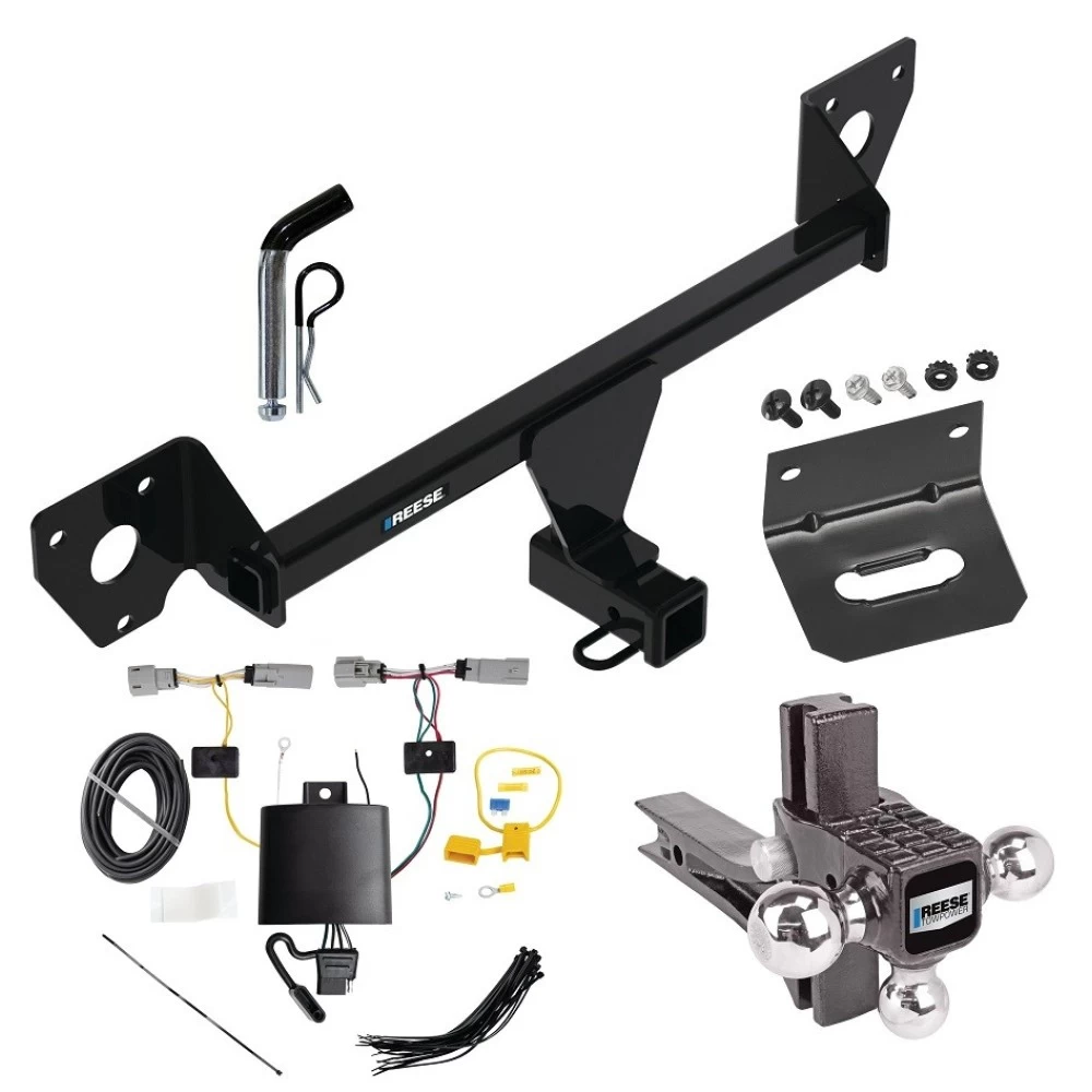 For 2021-2023 Chevrolet Trailblazer Trailer Hitch Tow PKG w/ 4-Flat Wiring Harness + Adjustable Drop Rise Triple Ball Ball Mount 1-7/8" & 2" & 2-5/16" Trailer Balls + Pin/Clip + Wiring Bracket (Excludes: w/LED Taillights Models) By 