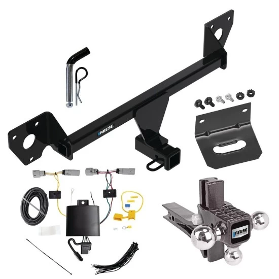 For 2021-2023 Chevrolet Trailblazer Trailer Hitch Tow PKG w/ 4-Flat Wiring Harness + Adjustable Drop Rise Triple Ball Ball Mount 1-7/8" & 2" & 2-5/16" Trailer Balls + Pin/Clip + Wiring Bracket (Excludes: w/LED Taillights Models) By 