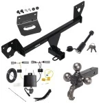 For 2021-2023 Chevrolet Trailblazer Trailer Hitch Tow PKG w/ 4-Flat Wiring + Triple Ball Tactical Ball Mount 1-7/8" & 2" & 2-5/16" Balls w/ Tow Hook + Tactical Dogbone Lock + Wiring Bracket (Excludes: w/LED Taillights Models) By Ree