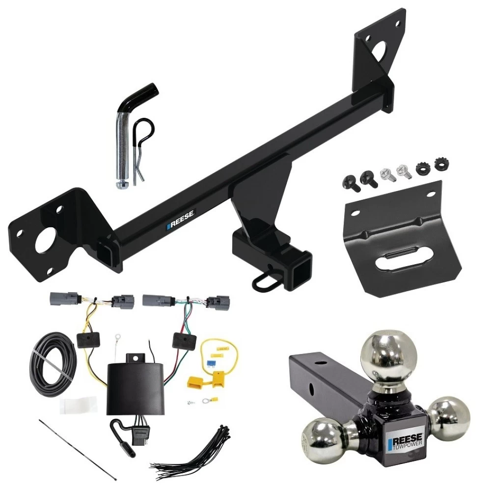 For 2020-2023 Buick Encore GX Trailer Hitch Tow PKG w/ 4-Flat Wiring Harness + Triple Ball Ball Mount 1-7/8" & 2" & 2-5/16" Trailer Balls + Pin/Clip + Wiring Bracket By Reese Towpower