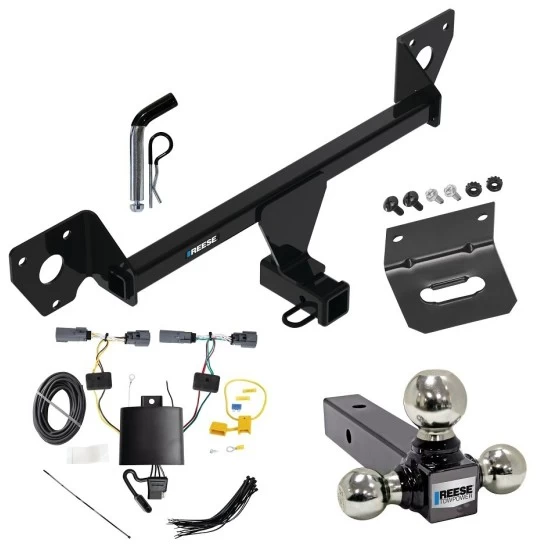 For 2020-2023 Buick Encore GX Trailer Hitch Tow PKG w/ 4-Flat Wiring Harness + Triple Ball Ball Mount 1-7/8" & 2" & 2-5/16" Trailer Balls + Pin/Clip + Wiring Bracket By Reese Towpower