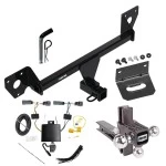 For 2020-2023 Buick Encore GX Trailer Hitch Tow PKG w/ 4-Flat Wiring Harness + Adjustable Drop Rise Triple Ball Ball Mount 1-7/8" & 2" & 2-5/16" Trailer Balls + Pin/Clip + Wiring Bracket By Reese Towpower